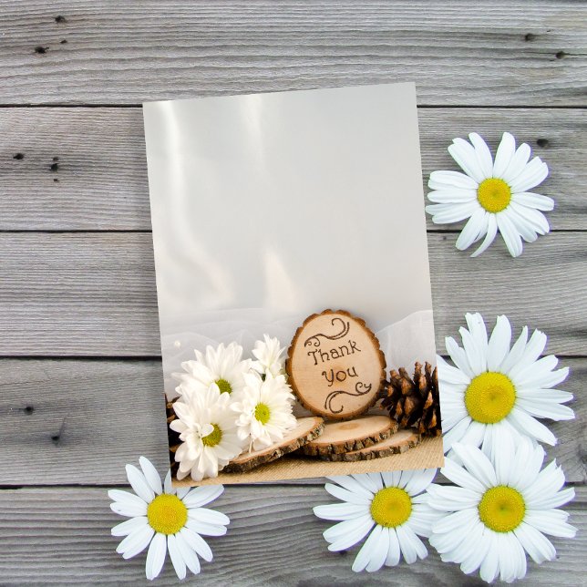 Rustic White Daisies Woodland Wedding Thank You Card (Creator Uploaded)