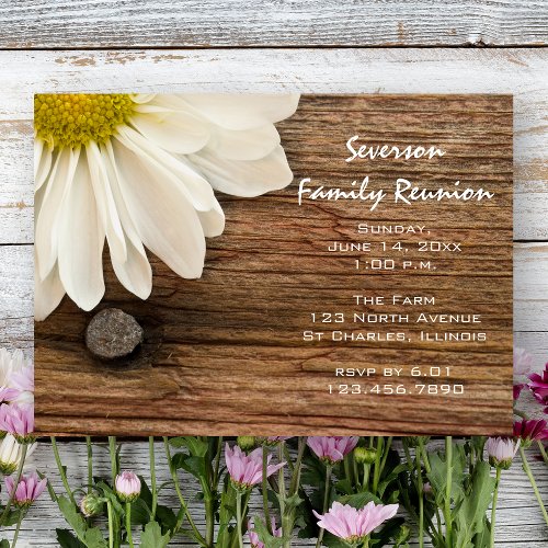 Daisy and Barn Wood Family Reunion Invitation