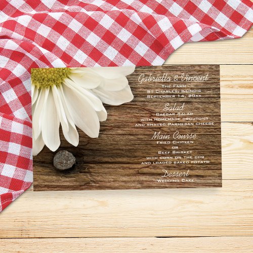 Rustic White Daisy and Barn Wood Farm Wedding Menu