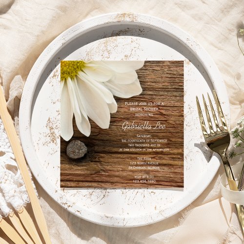 Daisy and Barn Wood Country Bridal Shower Invite