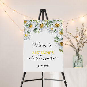Rustic White Daisy Floral Botanical Birthday Foam Board