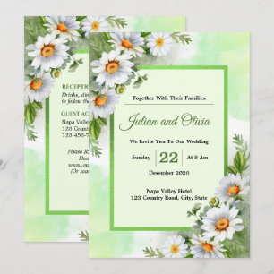 Rustic White Daisy Floral Wedding Invitation