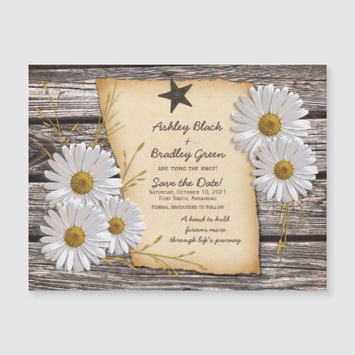 Rustic White Daisy Western Wedding Save the Date