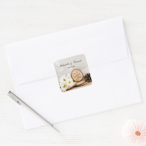 Rustic White Daisy Woodland Wedding Envelope Seals