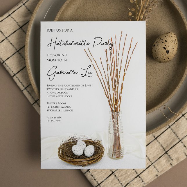 Rustic White Eggs Hatchelorette Party Invitation (Creator Uploaded)