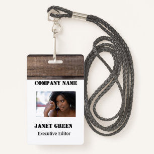 Rustic White Employee Photo ID Company Security  Badge