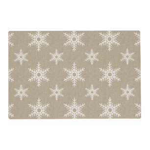 Rustic White Faux Burlap Snowflake Pattern Placemat