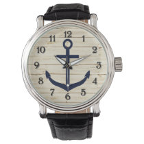 Rustic White Faux Wood with Anchor Watch