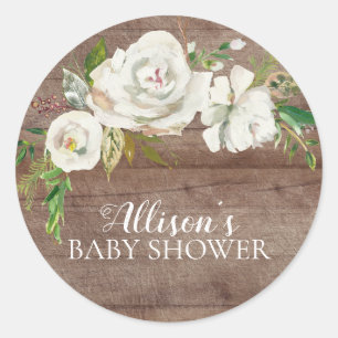 Rustic White Floral Baby Shower Envelope Seal