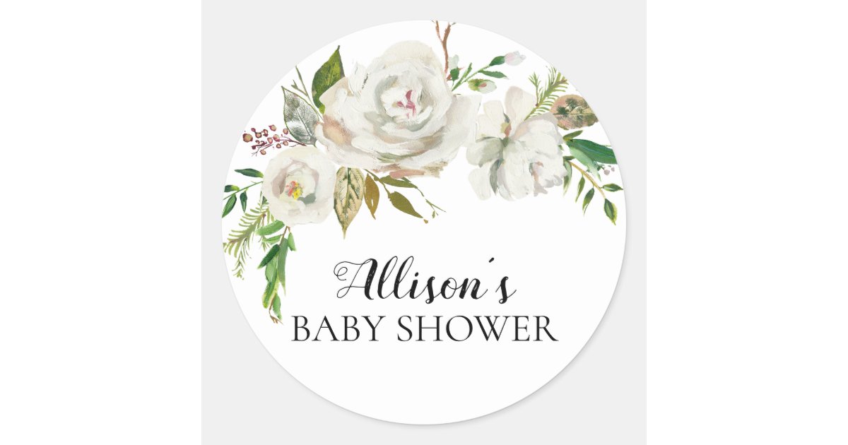 Rustic White Floral Baby Shower Envelope Seal | Zazzle
