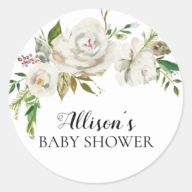 Rustic White Floral Baby Shower Envelope Seal | Zazzle