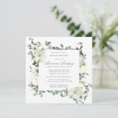 Rustic White Floral Botanical Bridal Shower Invitation (Standing Front)