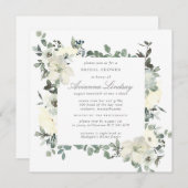Rustic White Floral Botanical Bridal Shower Invitation (Front/Back)