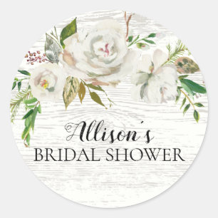 Rustic White Floral Bridal Shower Envelope Seal