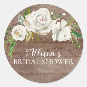 Rustic White Floral Bridal Shower Envelope Seal