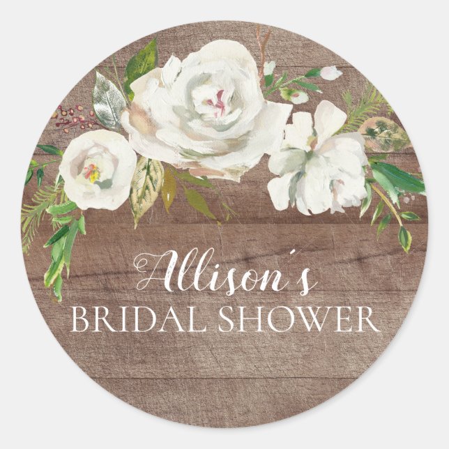 Rustic White Floral Bridal Shower Envelope Seal (Front)