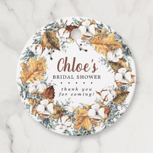 Rustic White Floral Fall Bridal Shower Thank You Favor Tags