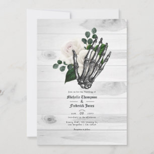 Rustic White Floral Gothic Wedding Invitation