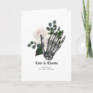 Rustic White Floral Gothic Wedding Letterpress Thank You Card