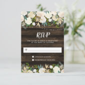 Rustic White Floral String Lights RSVP Card (Standing Front)
