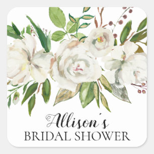 Rustic White Flowers Bridal Shower Envelope Seal