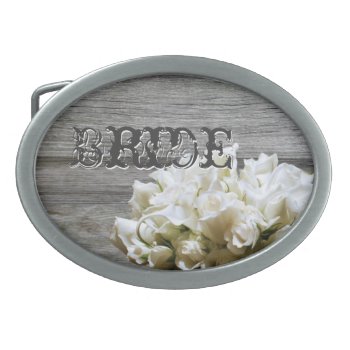 Rustic White Flowers Bride Belt Buckle by TwoBecomeOne at Zazzle