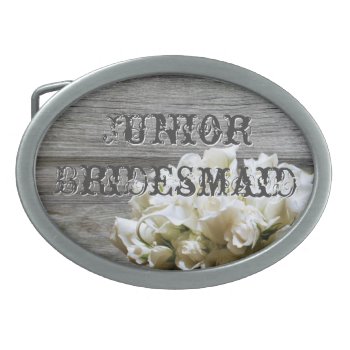Rustic White Flowers Junior Bridesmaid Belt Buckle by TwoBecomeOne at Zazzle