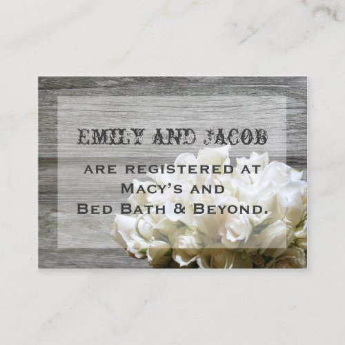 Rustic White Flowers Registry Insert Cards Business Card