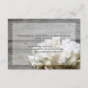Rustic White Flowers Reply Cards by TwoBecomeOne at Zazzle