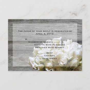 Rustic White Flowers Reply Cards With Menu Options by TwoBecomeOne at Zazzle