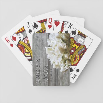 Rustic White Flowers Wedding Favor Playing Cards by TwoBecomeOne at Zazzle