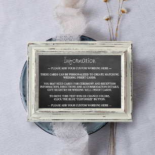 Rustic White Frame & Chalkboard Wedding Collection Enclosure Card