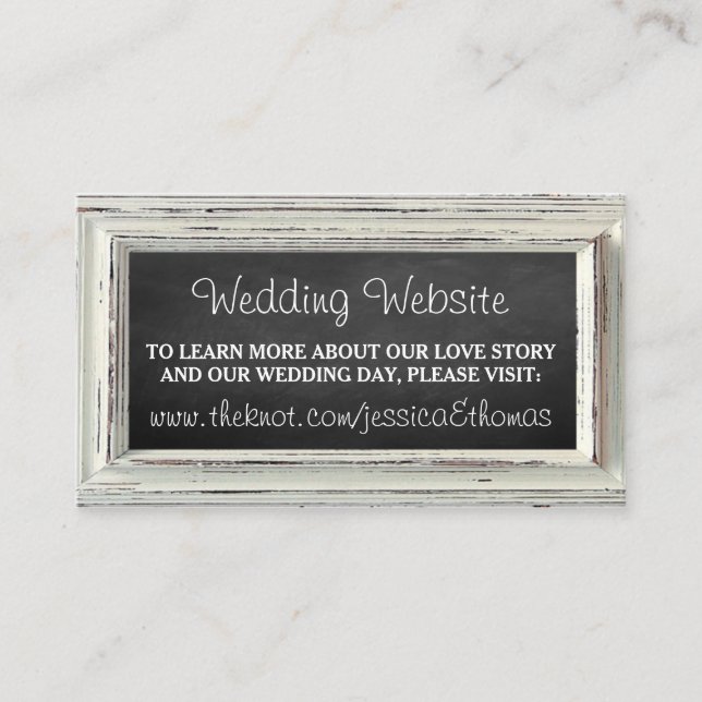 Rustic White Frame & Chalkboard Wedding Collection Enclosure Card (Front)