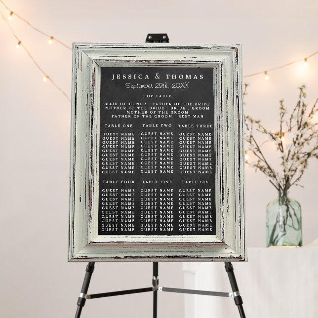 Rustic White Frame & Chalkboard Wedding Collection Foam Board (In Situ (Stand))