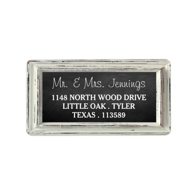Rustic White Frame & Chalkboard Wedding Collection Label