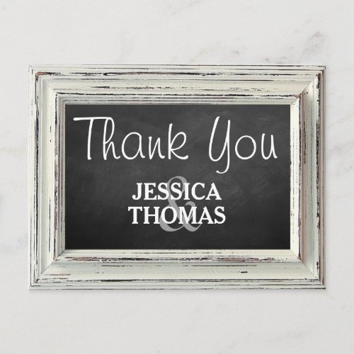 Rustic White Frame  Chalkboard Wedding Collection Postcard