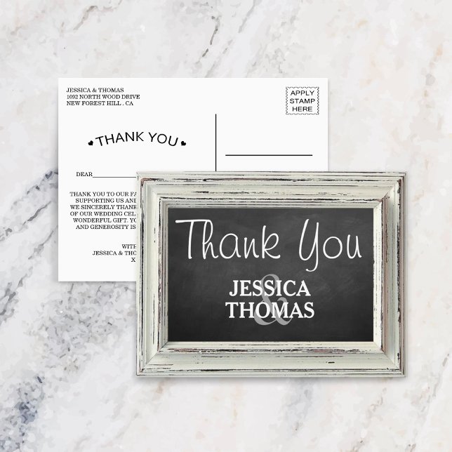 Rustic White Frame & Chalkboard Wedding Collection Postcard (Creator Uploaded)