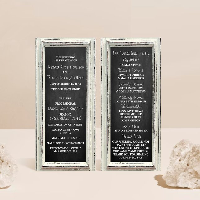 Rustic White Frame & Chalkboard Wedding Collection Program (Creator Uploaded)