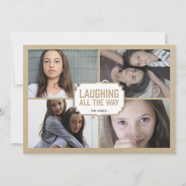 Rustic White Frame Holiday Photo Card (Front)