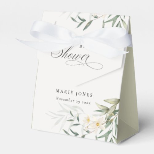 Rustic White Greenery Floral Bunch Bridal Shower  Favor Boxes