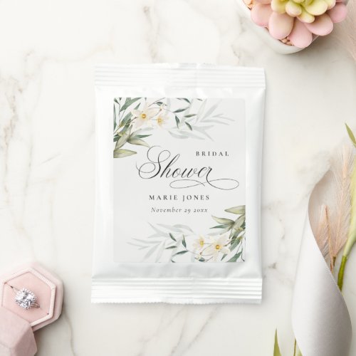 Rustic White Greenery Floral Bunch Bridal Shower Margarita Drink Mix