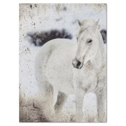 RUSTIC WHITE HORSE VINTAGE PHOTO TISSUE PAPER