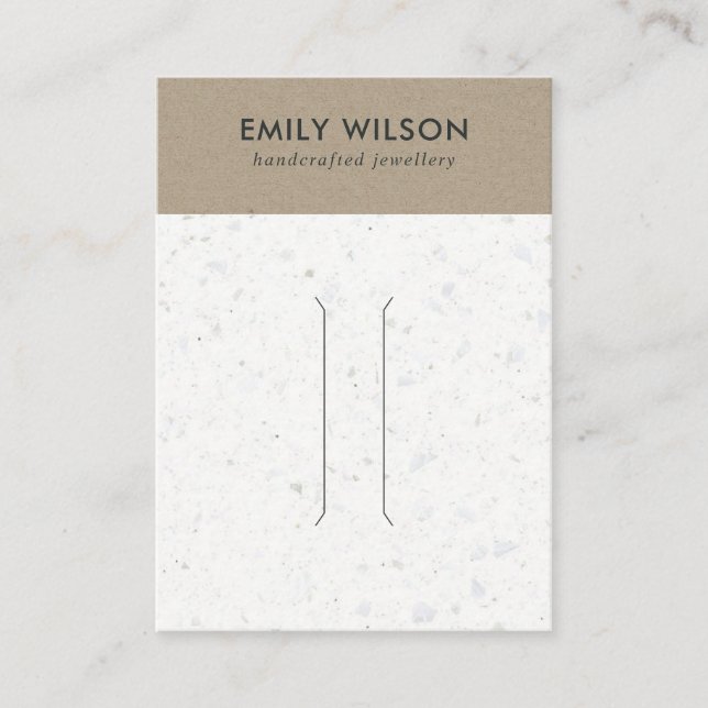 RUSTIC WHITE KRAFT TERRAZZO HAIR CLIP DISPLAY CARD (Front)