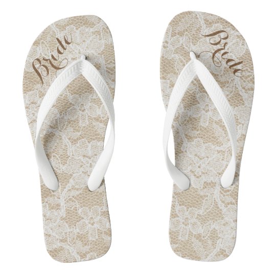 white lace flip flops