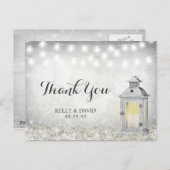 Rustic White Lantern Country Wedding Thank You Postcard (Front/Back)