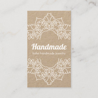 Rustic White Mandala Handmade Boho Chic Business Card