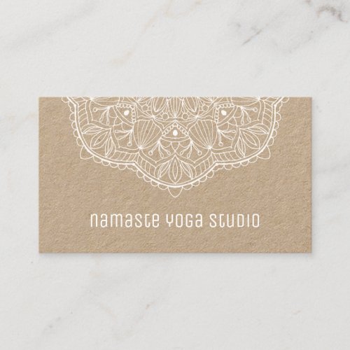 Rustic White Mandala Yoga Studio Instructor  Business Card