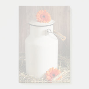 Rustic White Milk Jug with Orange Flowers Photo Post-it Notes