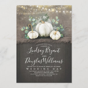 Rustic White Pumpkin and Baby's Breath Wedding Invitation