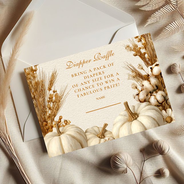 Rustic White Pumpkin Diapper Raffle Enclosure Card (Creator Uploaded)